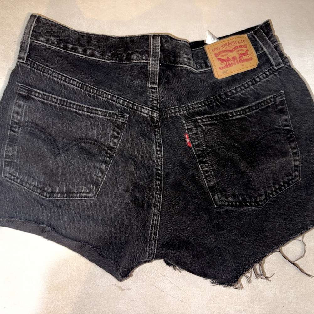 Levi's Black Jean Shorts with Frayed Hem